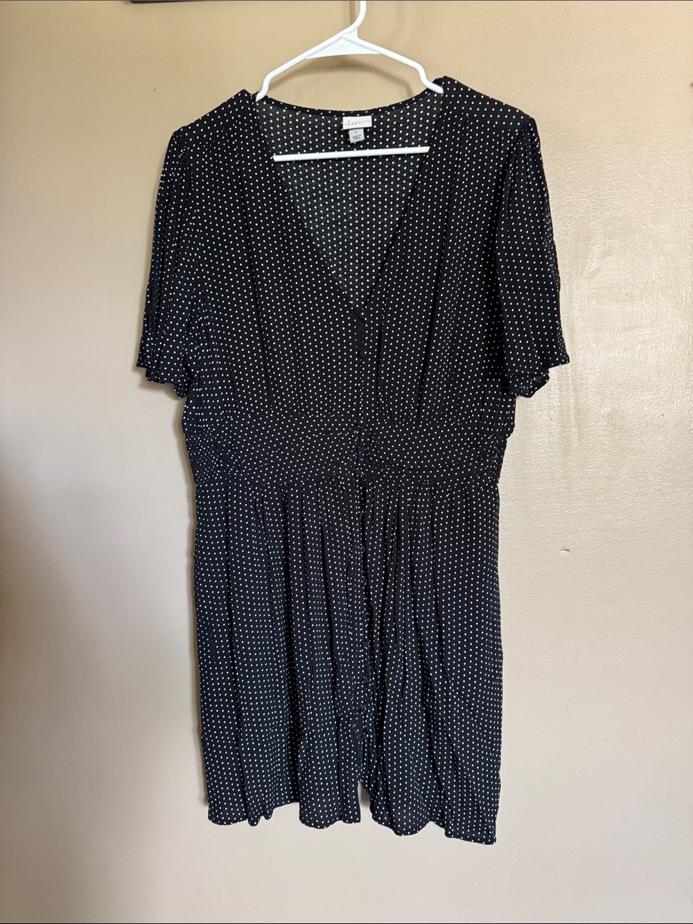 a new day Black Polka Dot Midi Dress
